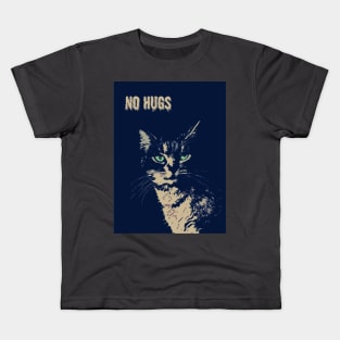 NO HUGS SCARY CAT WITH GREEN EYES TEES Kids T-Shirt